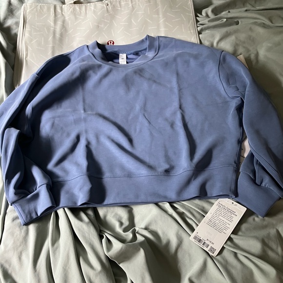 lululemon athletica Tops - NWT Lululemon Perfectly Oversized Cropped Crew, Sz 6, Oasis Blue